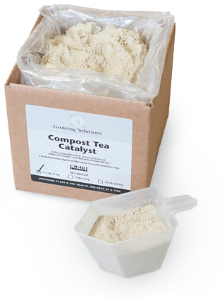 Open box of compost tea catalyst