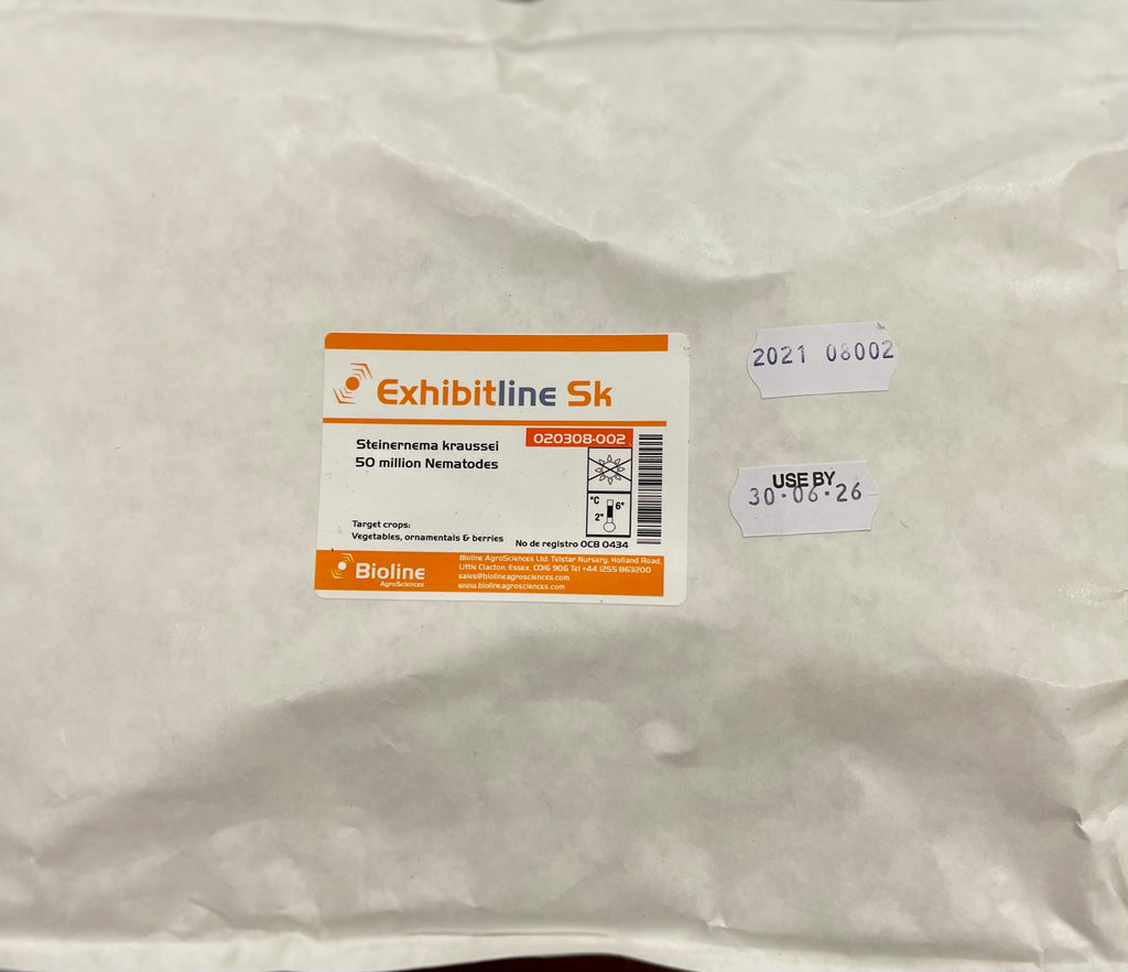 Product packaging with 'Exhibitline Sk' label on a white background