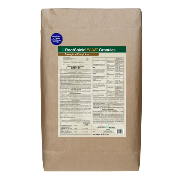 A large brown paper bag of RootShield PLUS Granules, 40 lbs