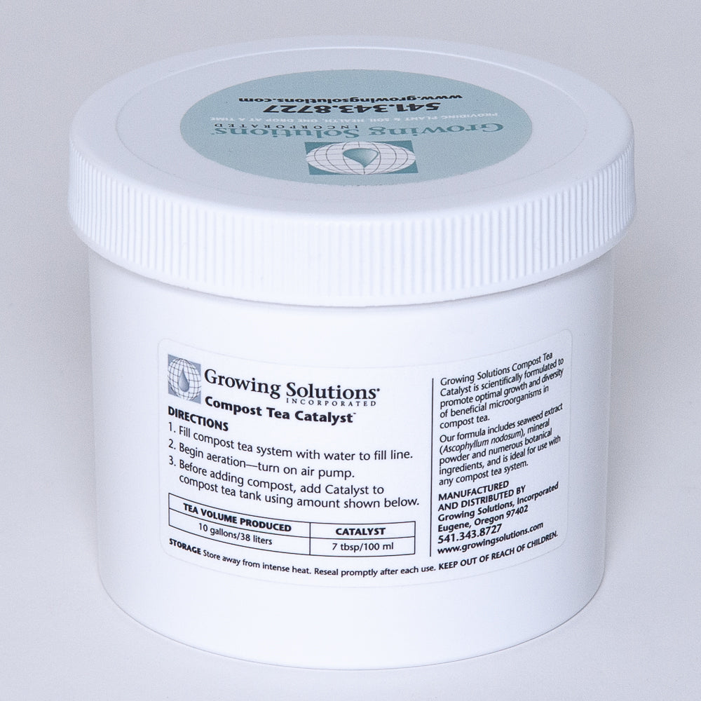 Compost tea catalyst jar with directions for use
